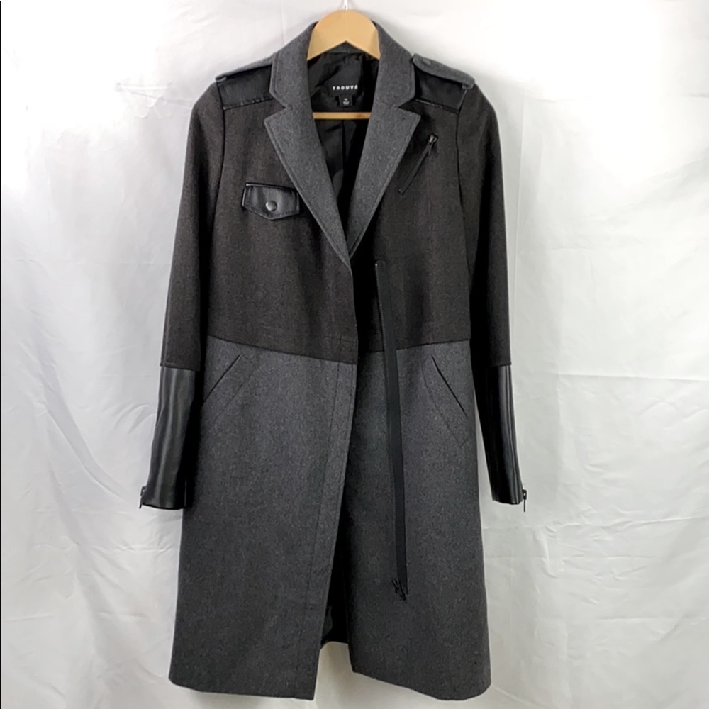 NWOT TROUVE Mixed Media Miltary Coat - Picture 4 of 16